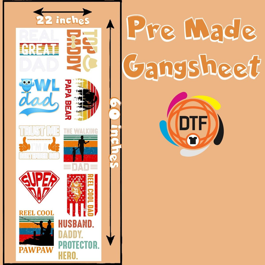 Father's Day Favorites Crew Premade DTF Gangsheet - Buy Bulk DTF