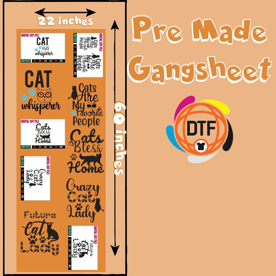 Feline Frenzy Premade DTF Gangsheet - Buy Bulk DTF