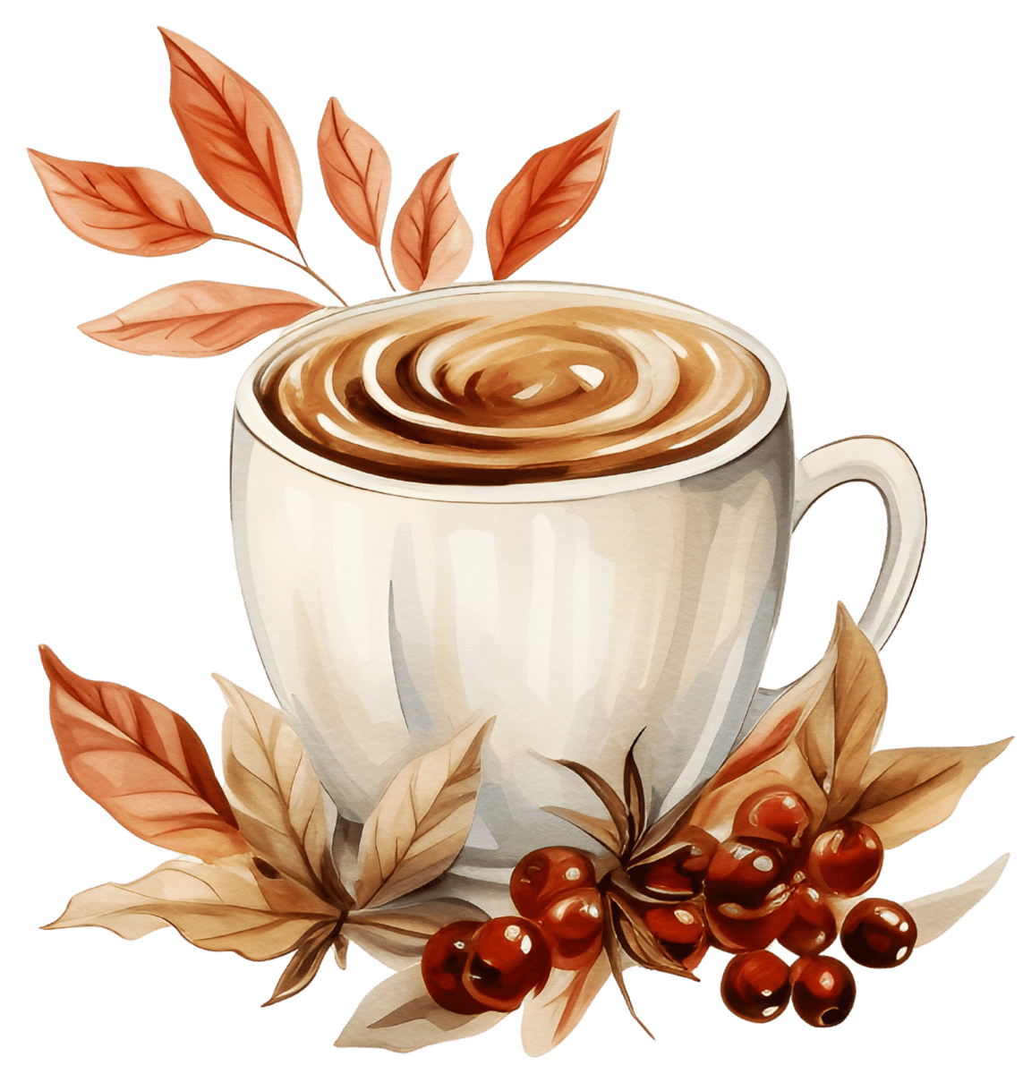 Festive Coffee Cup Watercolor Ready to Press DTF Transfers - Buy Bulk DTF