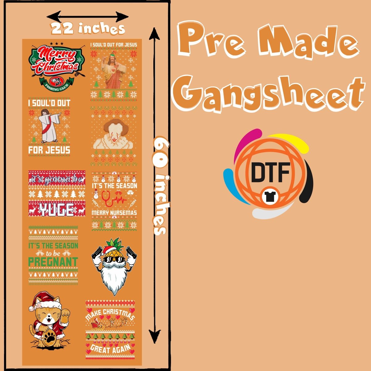 Festive Frost Gang Premade DTF Gangsheet - Buy Bulk DTF