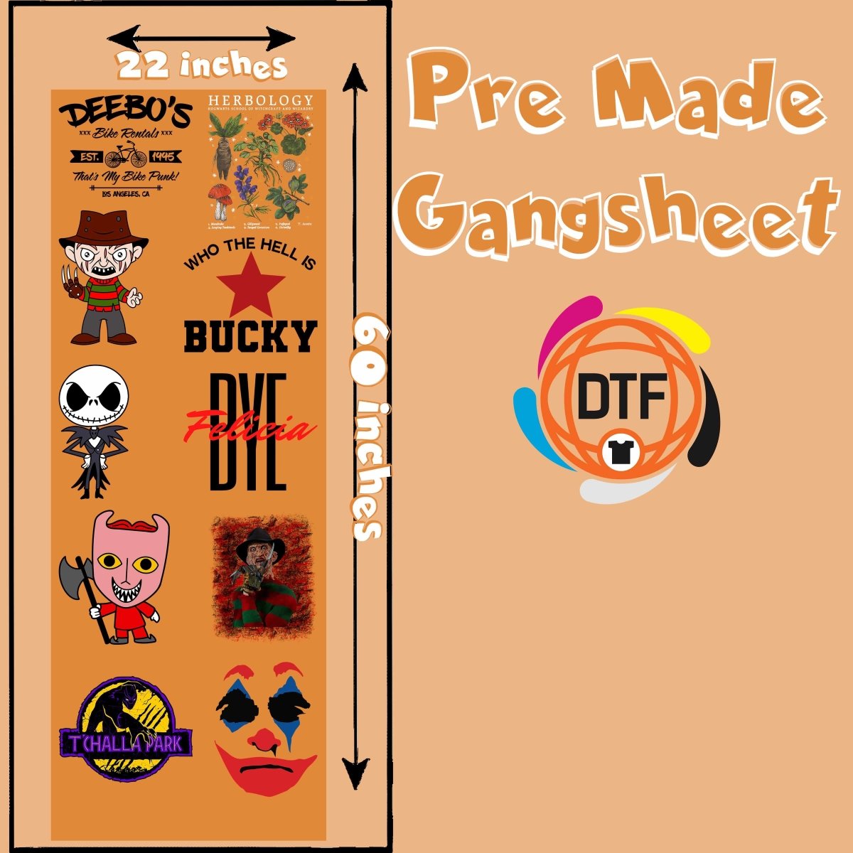Film Fanatics Pack Premade DTF Gangsheet - Buy Bulk DTF