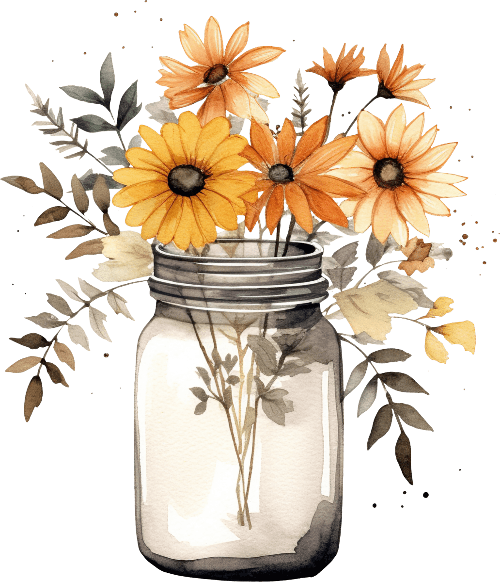 Flower Mason Jar 02 - Ready To Press DTF Transfers - Buy Bulk DTF