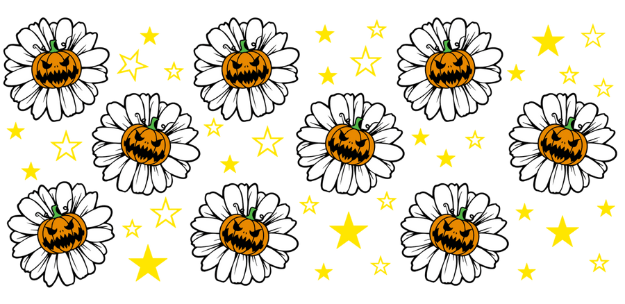 Flower Pumpkin - UV DTF Libbey Glass Wrap - Buy Bulk DTF