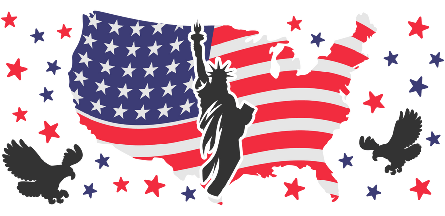 Fourth of July Glimmer UV DTF Libbey Glass Wrap - Buy Bulk DTF