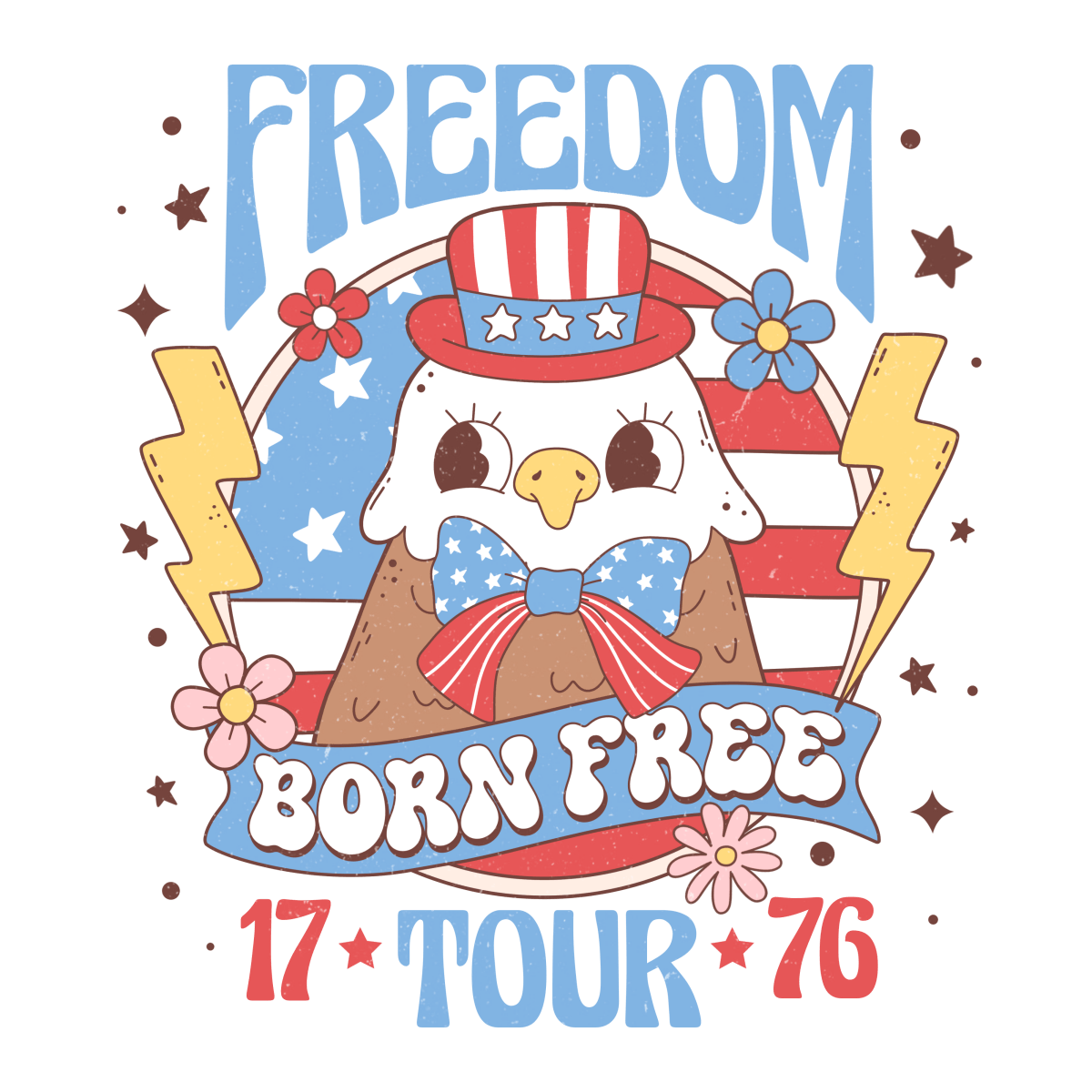 Freedom Born Free Tour - Ready To Press DTF Transfers - Buy Bulk DTF