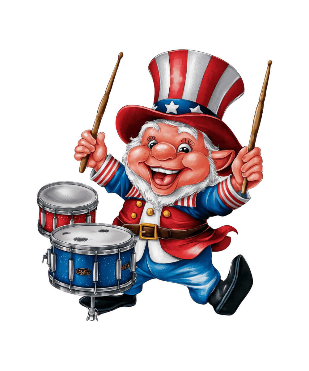 Gnome Celebrating Freedom - Ready To Print DTF Transfers - Buy Bulk DTF