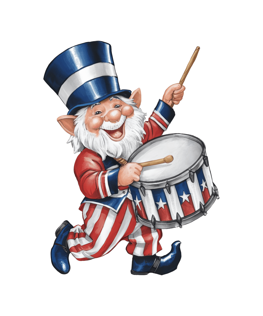Gnome Celebrating the USA - Ready To Print DTF Transfers - Buy Bulk DTF