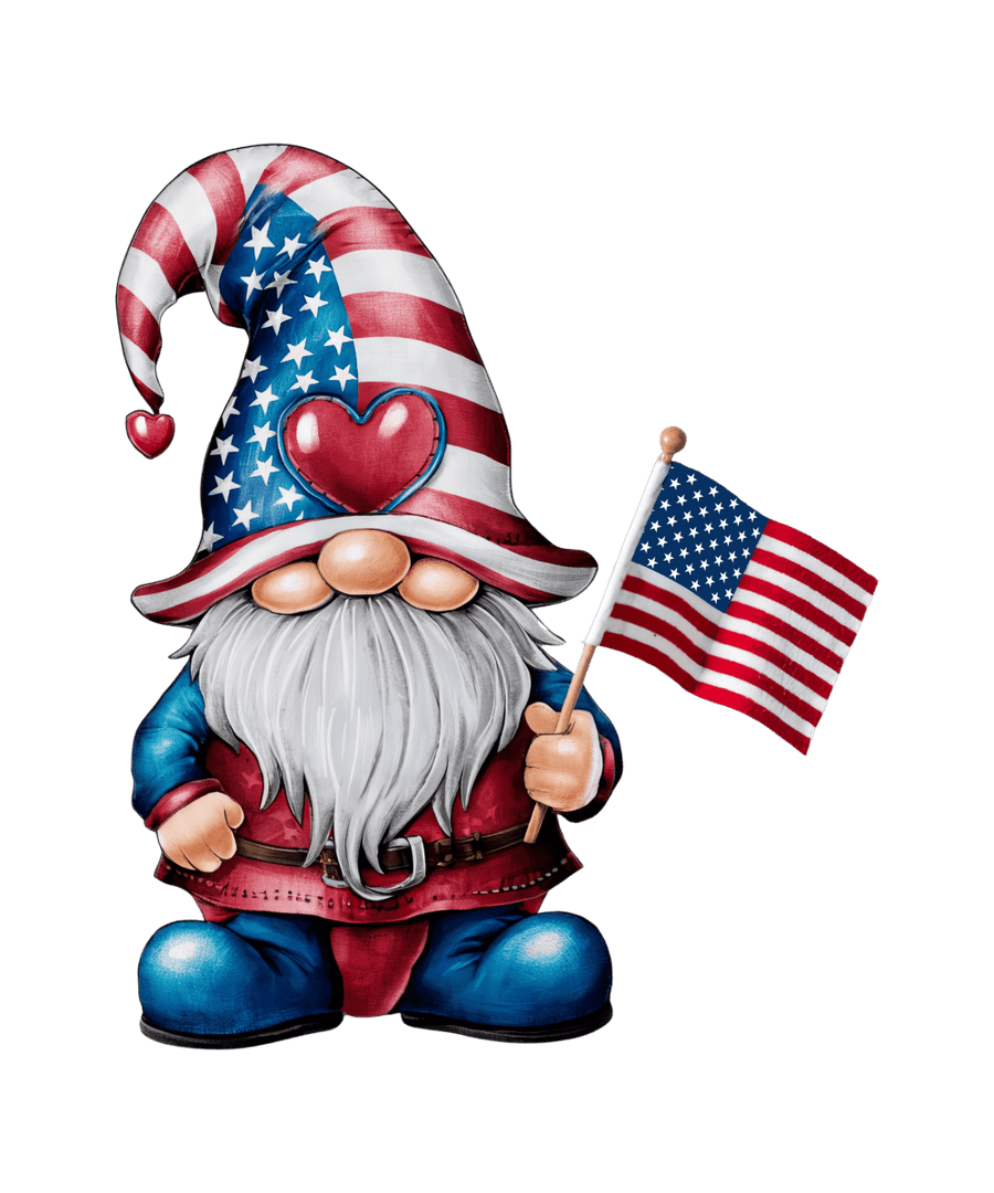 Gnome Waving the Flag - Ready To Print DTF Transfers - Buy Bulk DTF