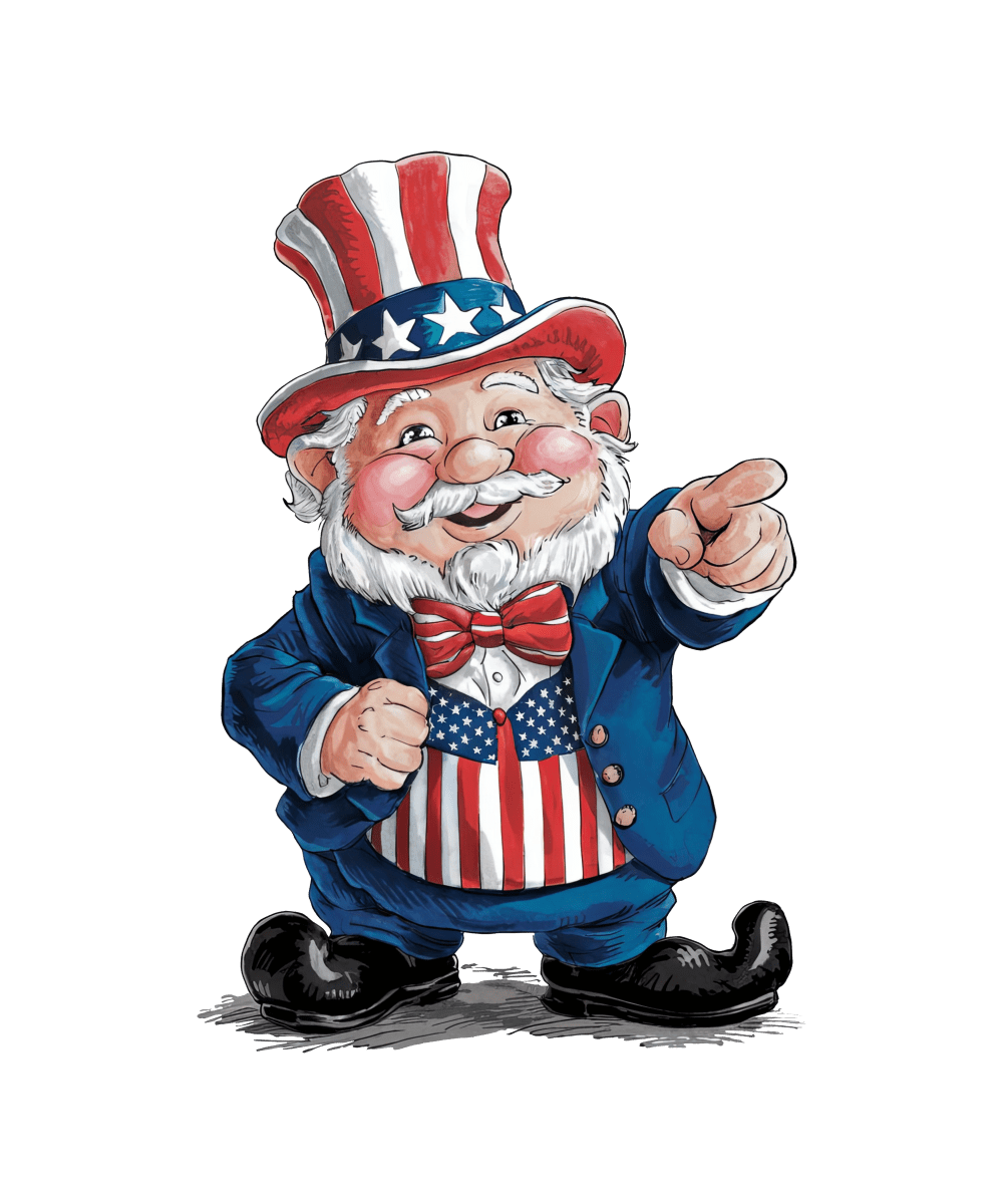 Gnome with Old Glory - Ready To Print DTF Transfers - Buy Bulk DTF