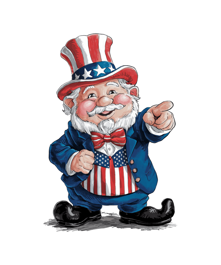 Gnome with Old Glory - Ready To Print DTF Transfers - Buy Bulk DTF