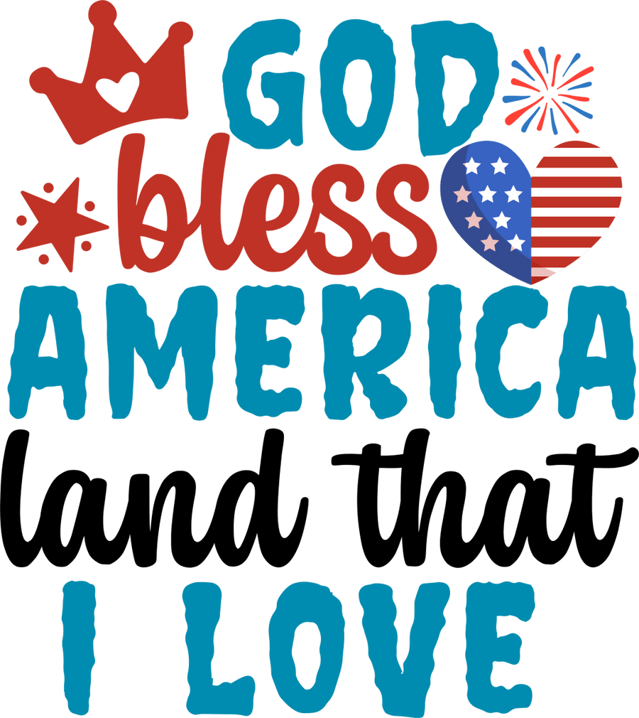 God Bless America Land That I Love - 1108 Ready to Press DTF Transfer - Buy Bulk DTF