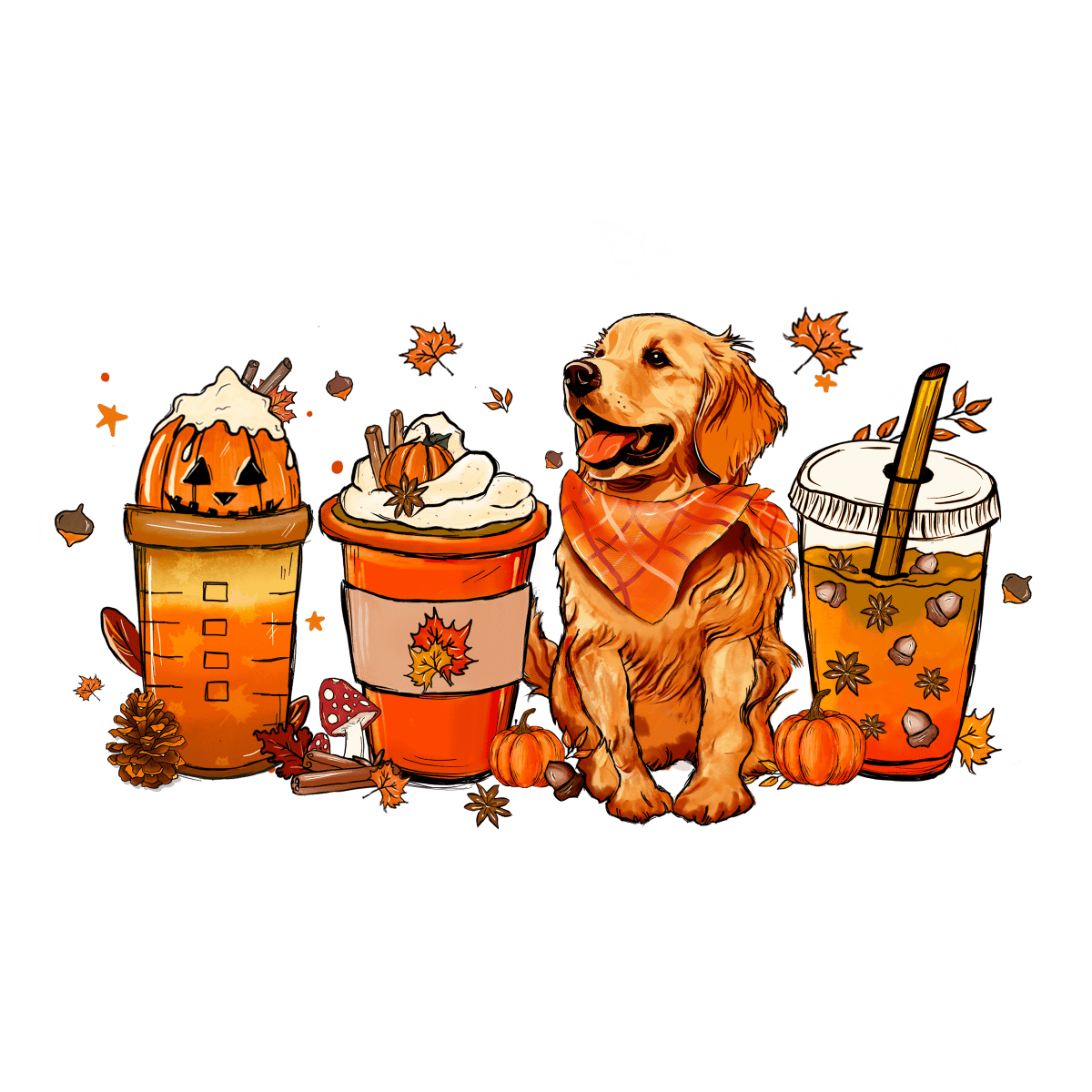 Golden Retriever Dog Coffee Mug - Ready To Press DTF Transfers - Buy Bulk DTF