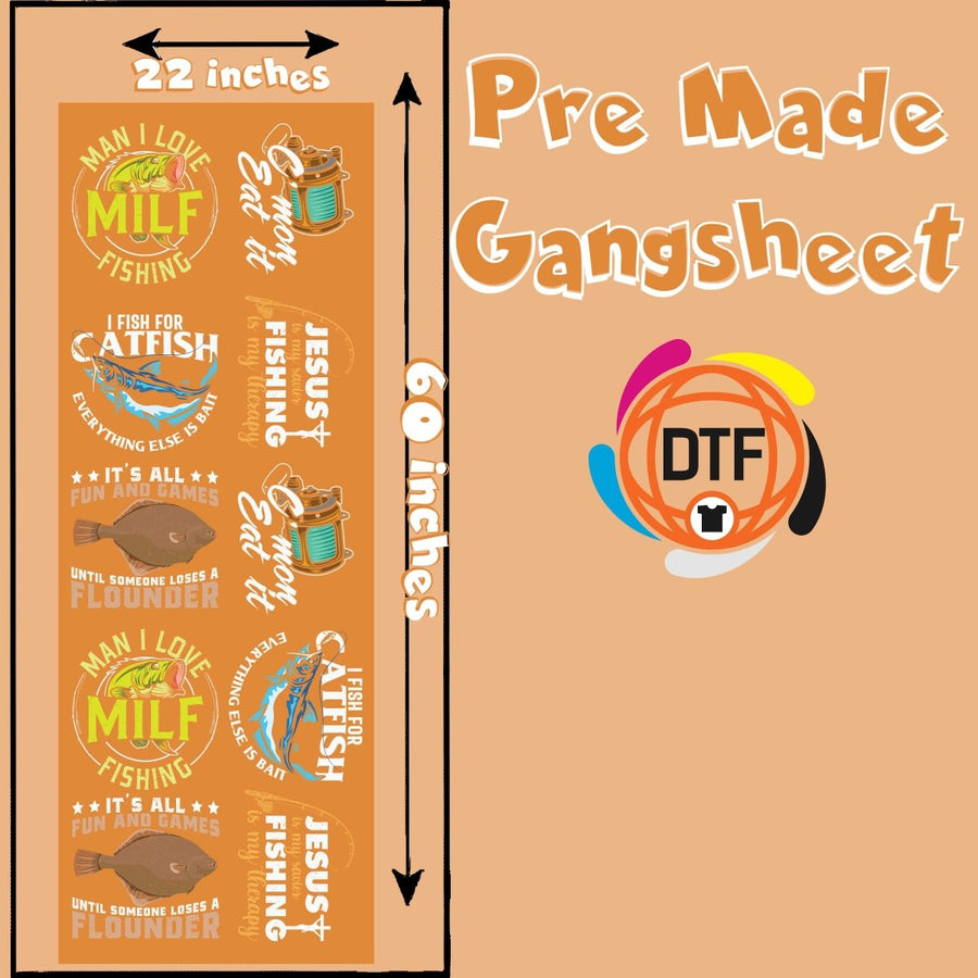 Gone Fishing Gang Premade DTF Gangsheet - Buy Bulk DTF