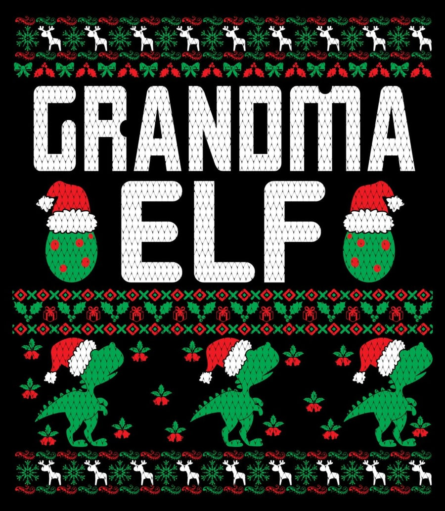 Grandma Elf Christmas Ugly Sweater Party Ready To Press DTF Transfer - Buy Bulk DTF