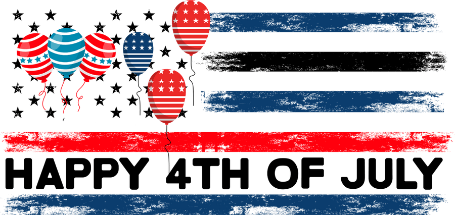 Happy 4th of July Graphic - 1118 Ready to Press DTF Transfer - Buy Bulk DTF