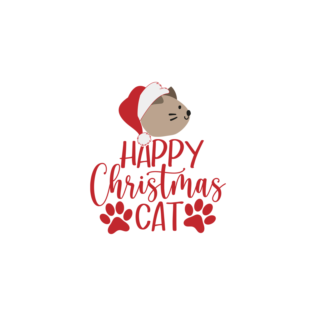 Happy Christmas Cat - Ready To Press DTF Transfers - Buy Bulk DTF