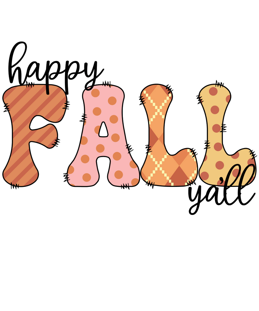 Happy Fall Y'all - Ready To Press DTF Transfers - Buy Bulk DTF