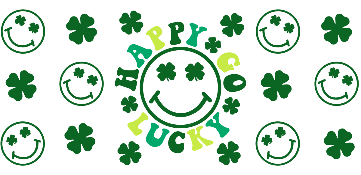 Happy Go Lucky - UV DTF Libbey Glass Wrap - Buy Bulk DTF