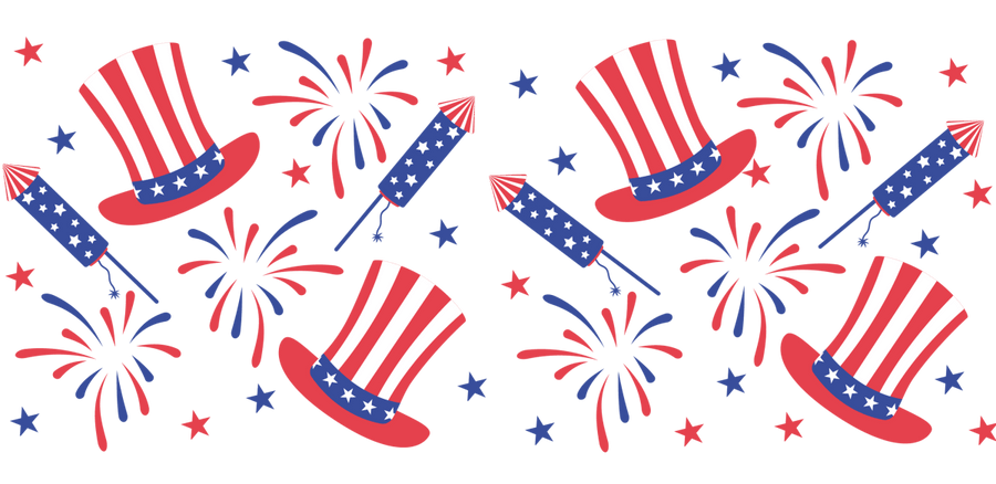 Hat and firework UV DTF Libbey Glass Wrap - Buy Bulk DTF