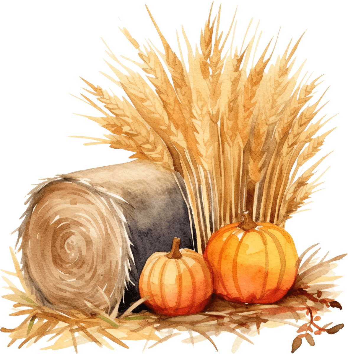 Hay Bale with Pumpkins - Ready To Press DTF Transfers - Buy Bulk DTF