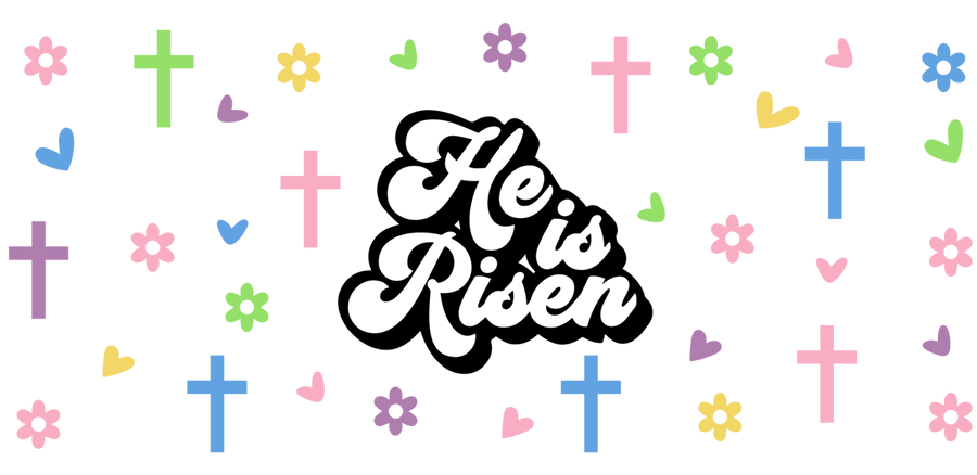 He Is Risen - UV DTF Libbey Glass Wrap - Buy Bulk DTF