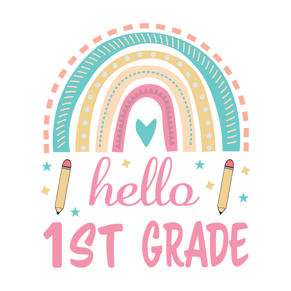 Hello 1st Grade 2 - Ready To Press DTF Transfers - Buy Bulk DTF