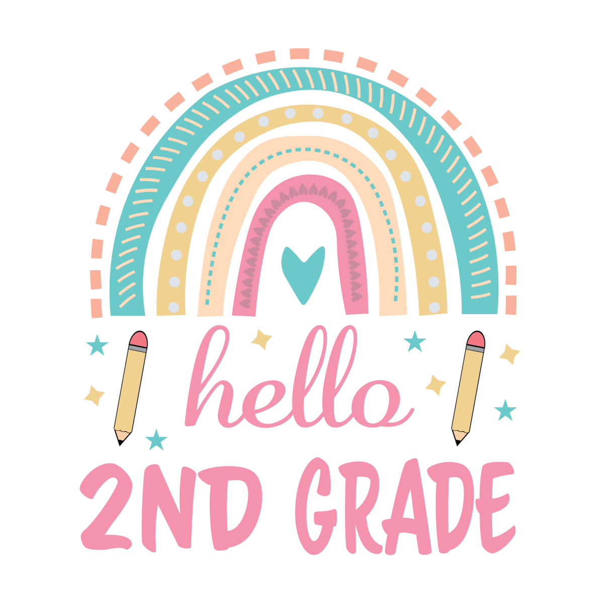 Hello 2nd Grade 2 - Ready To Press DTF Transfers - Buy Bulk DTF