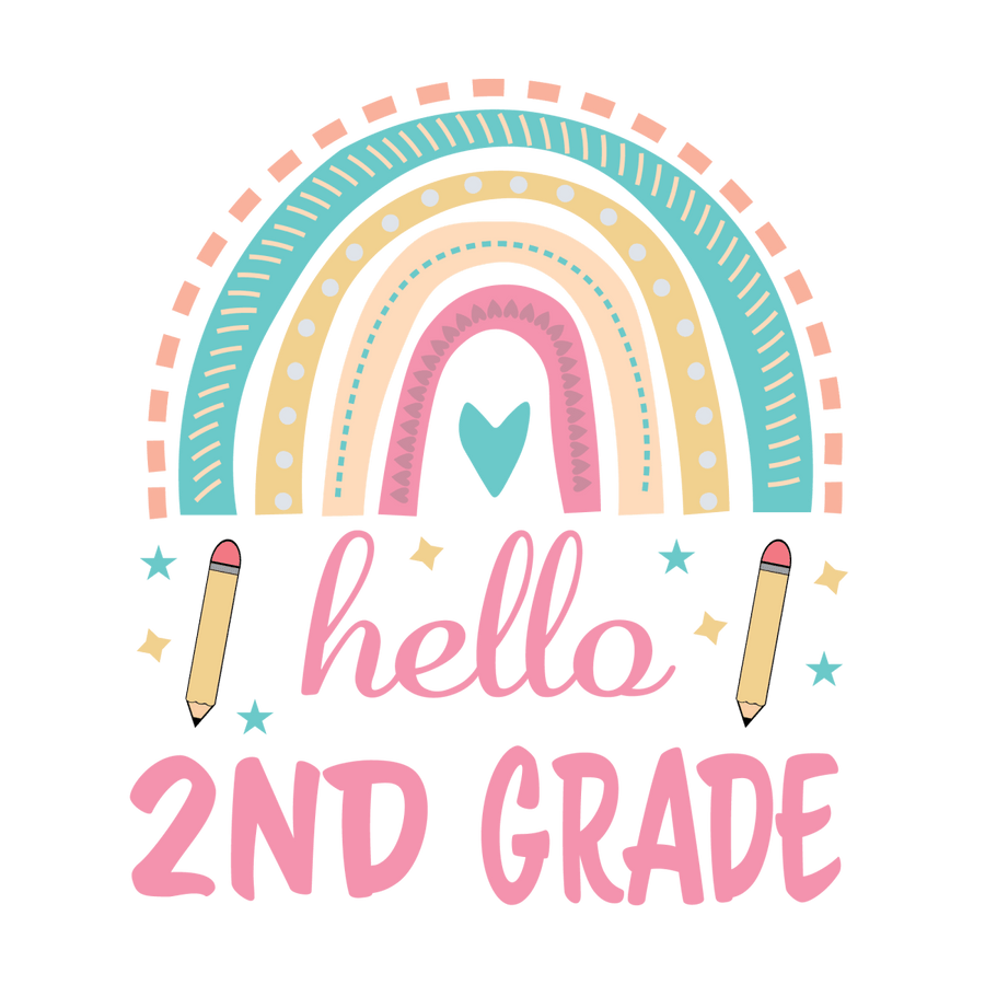 Hello 2nd Grade 2 - Ready To Press DTF Transfers - Buy Bulk DTF