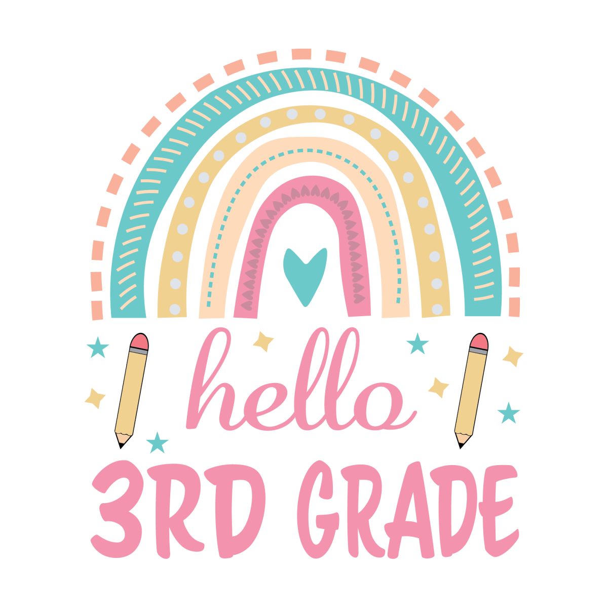 Hello 3rd Grade 2 - Ready To Press DTF Transfers - Buy Bulk DTF