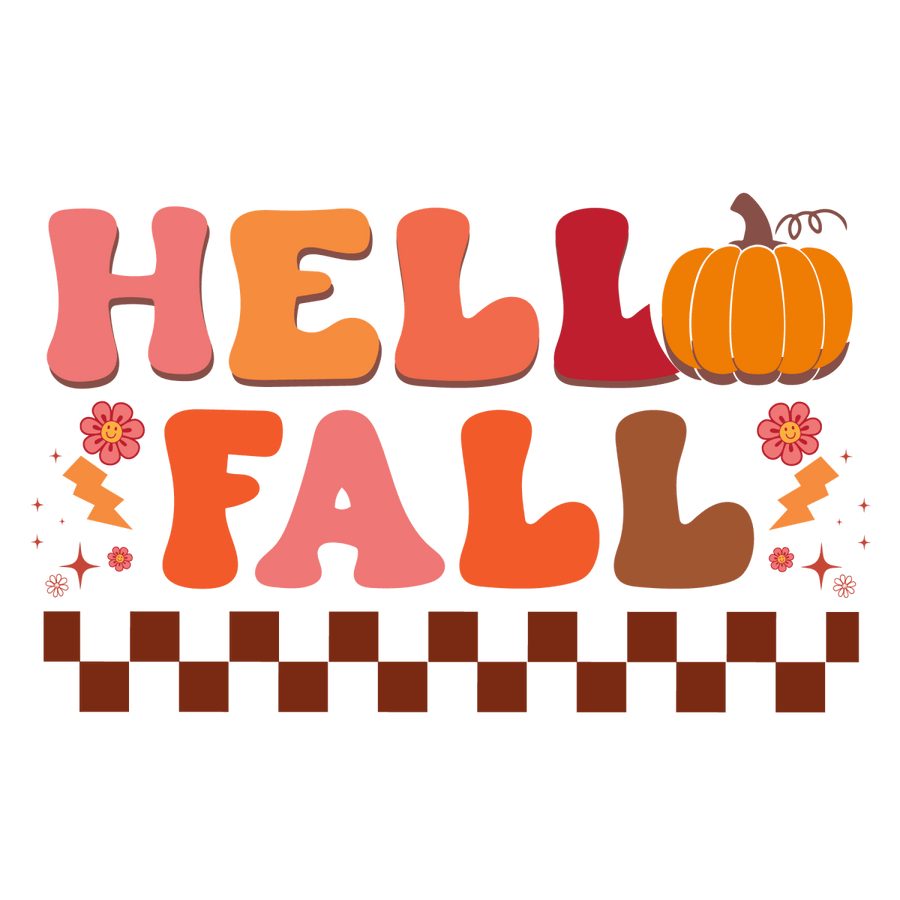 Hello Fall Retro Design Ready To Press DTF Transfer - Buy Bulk DTF