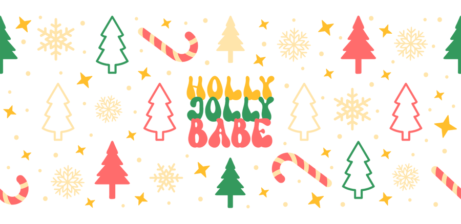 Holly Jolly Babe Libbey UV DTF Libbey Glass Wrap - Buy Bulk DTF