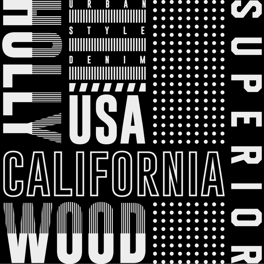 Hollywood California Urban Style Denim - Ready To Press DTF Transfer - Buy Bulk DTF