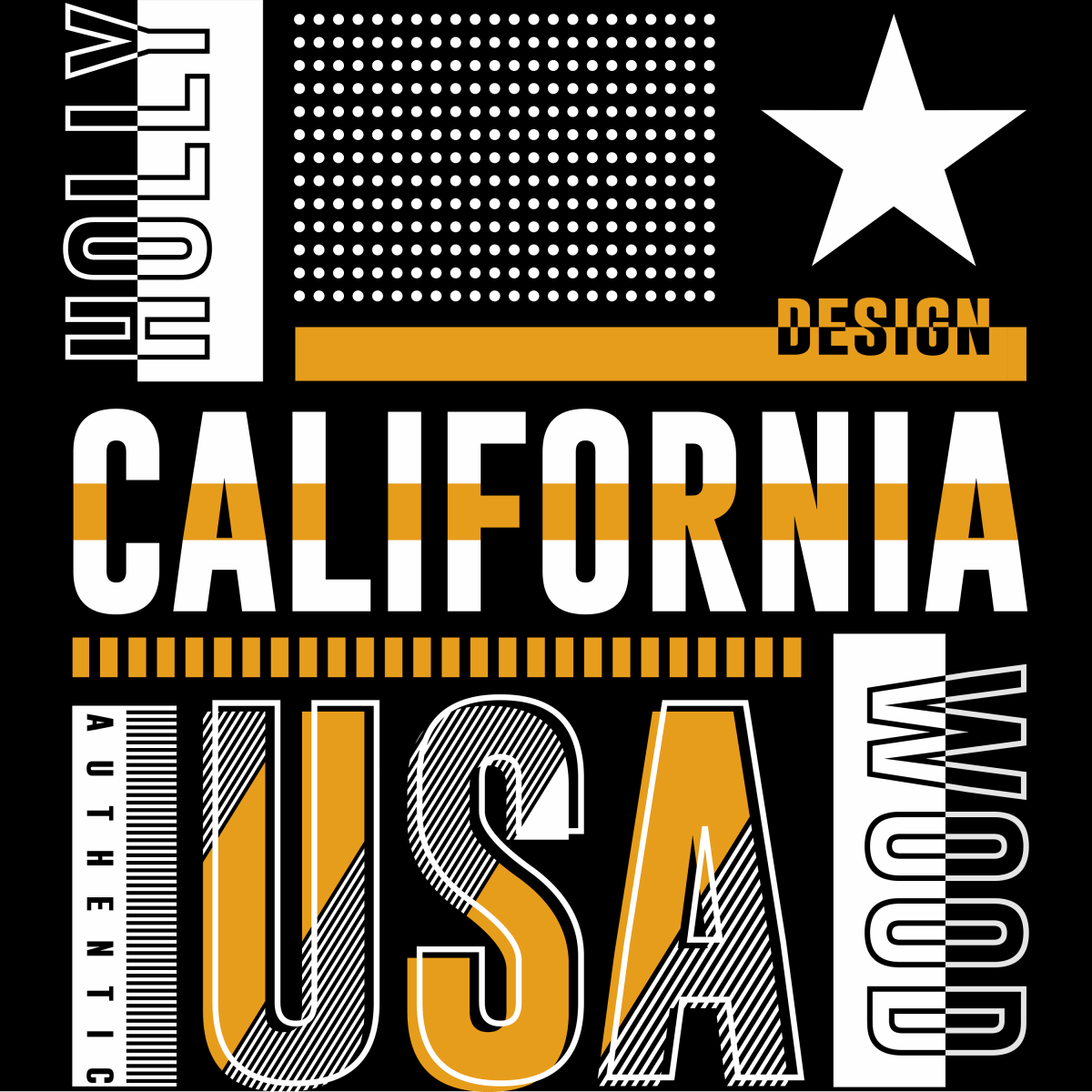 Hollywood California USA - Ready To Press DTF Transfer - Buy Bulk DTF