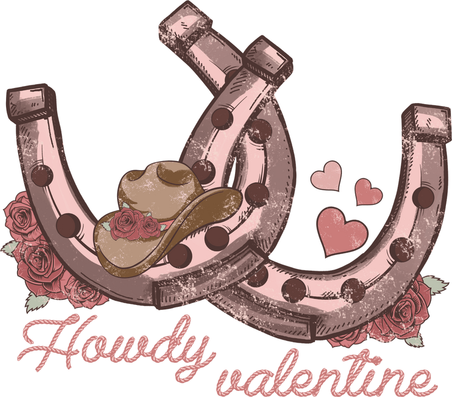 Horseshoe Howdy Valentine Ready To Press DTF Transfer - Buy Bulk DTF
