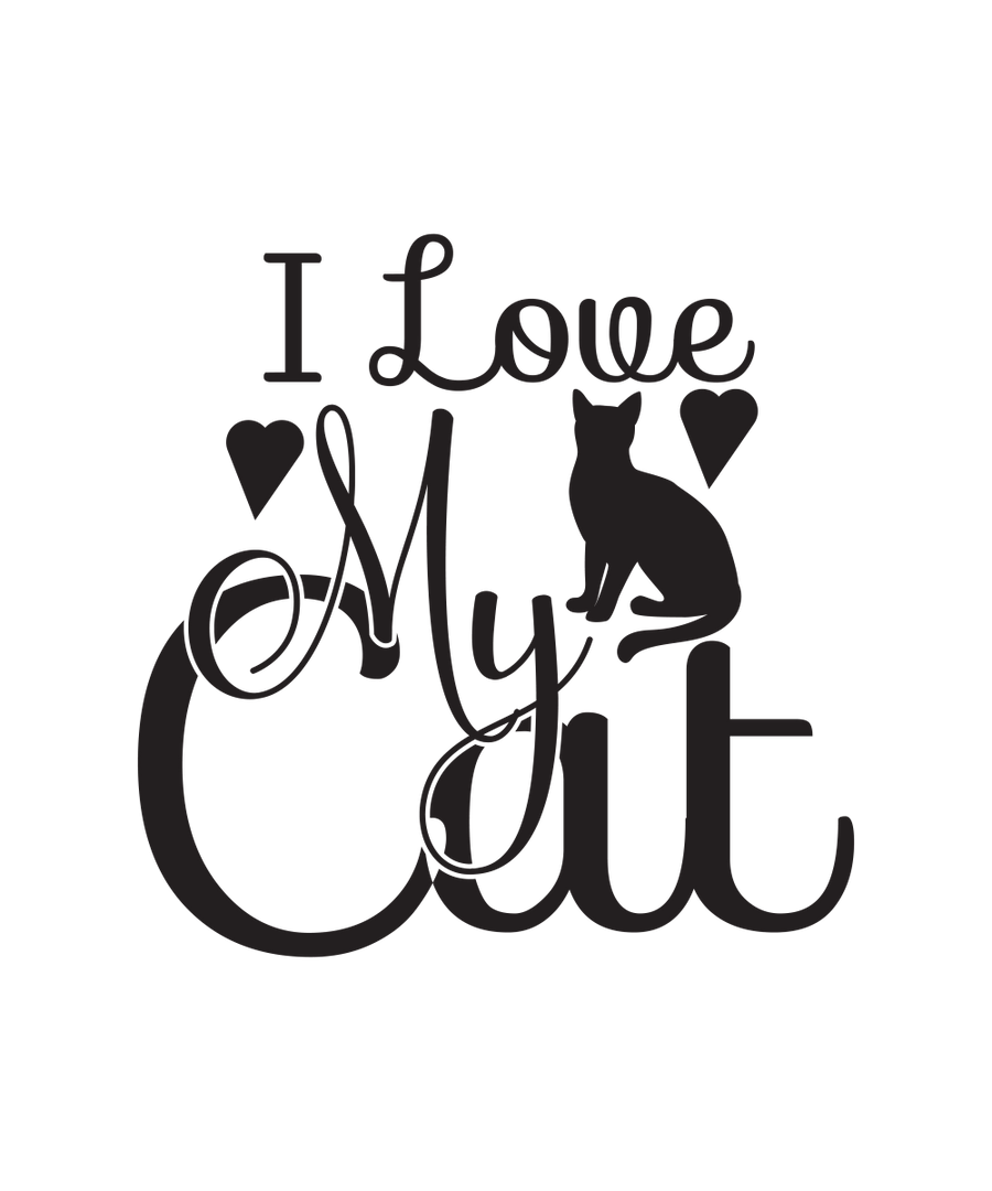 I Love My Cat Black Text - Ready To Press DTF Transfer - Buy Bulk DTF