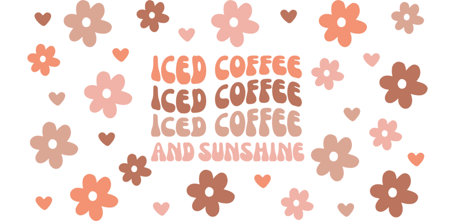 Iced Coffee and Sunshine Wrap - UV DTF Libbey Glass Wrap - Buy Bulk DTF