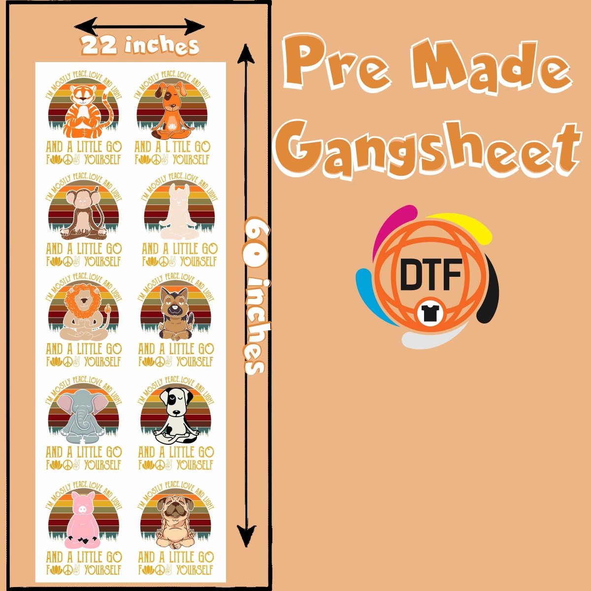 I'm Mostly Vibes Crew Premade DTF Gangsheet - Buy Bulk DTF