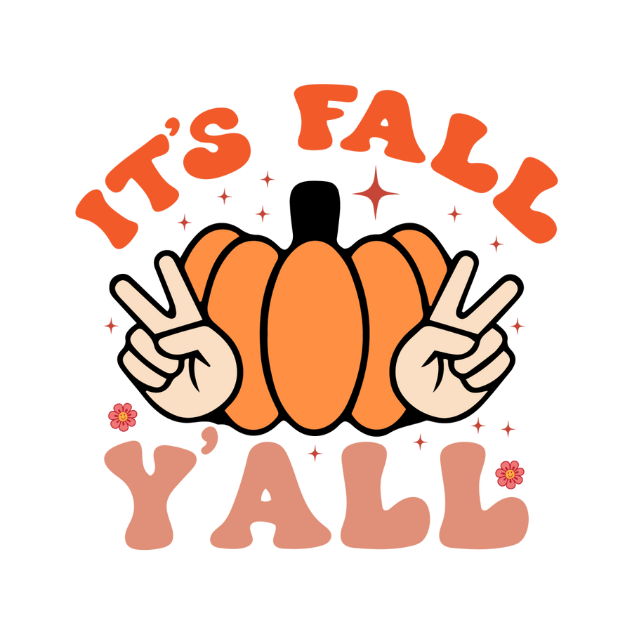 Its Fall Yall Peace Pumpkin Ready To Press DTF Transfer - Buy Bulk DTF