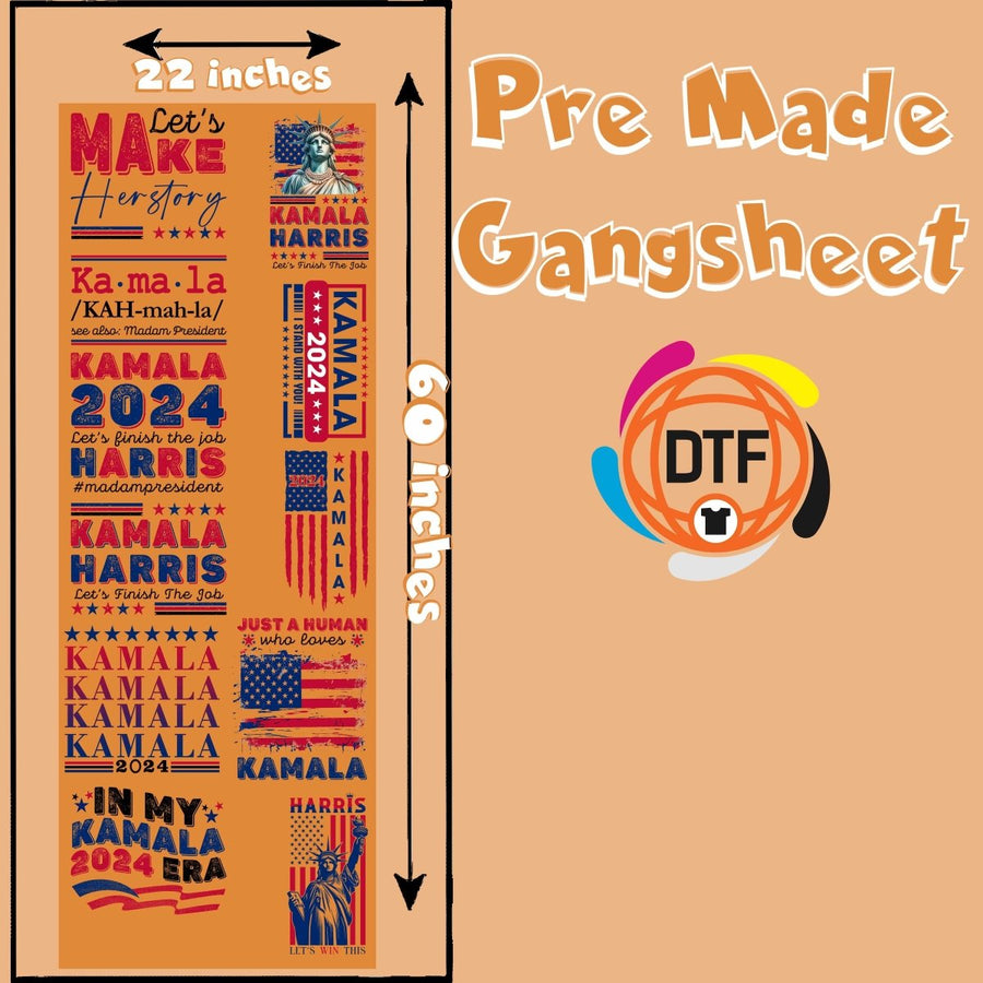Kamala H Premade DTF Gangsheet - Buy Bulk DTF