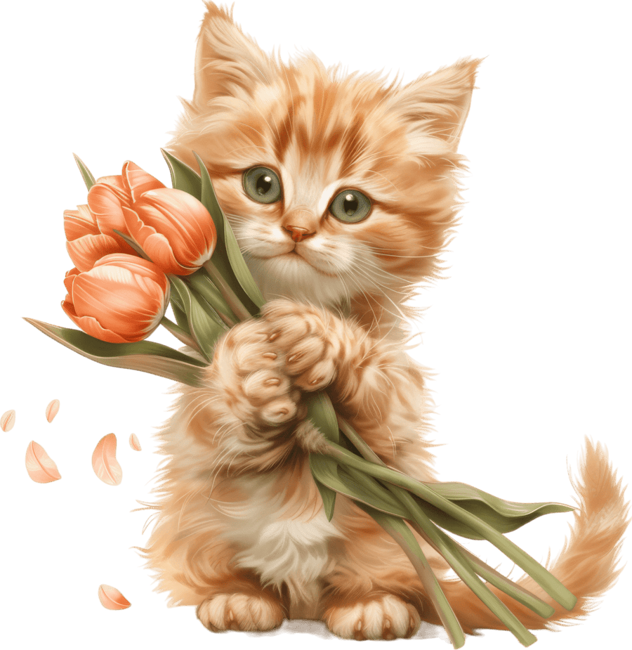 Kittens & Tulips - Ready To Press DTF Transfers - Buy Bulk DTF