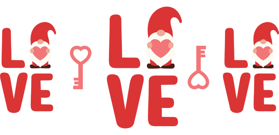 Love Gnomes and heart keys libbey - UV DTF Libbey Glass Wrap - Buy Bulk DTF