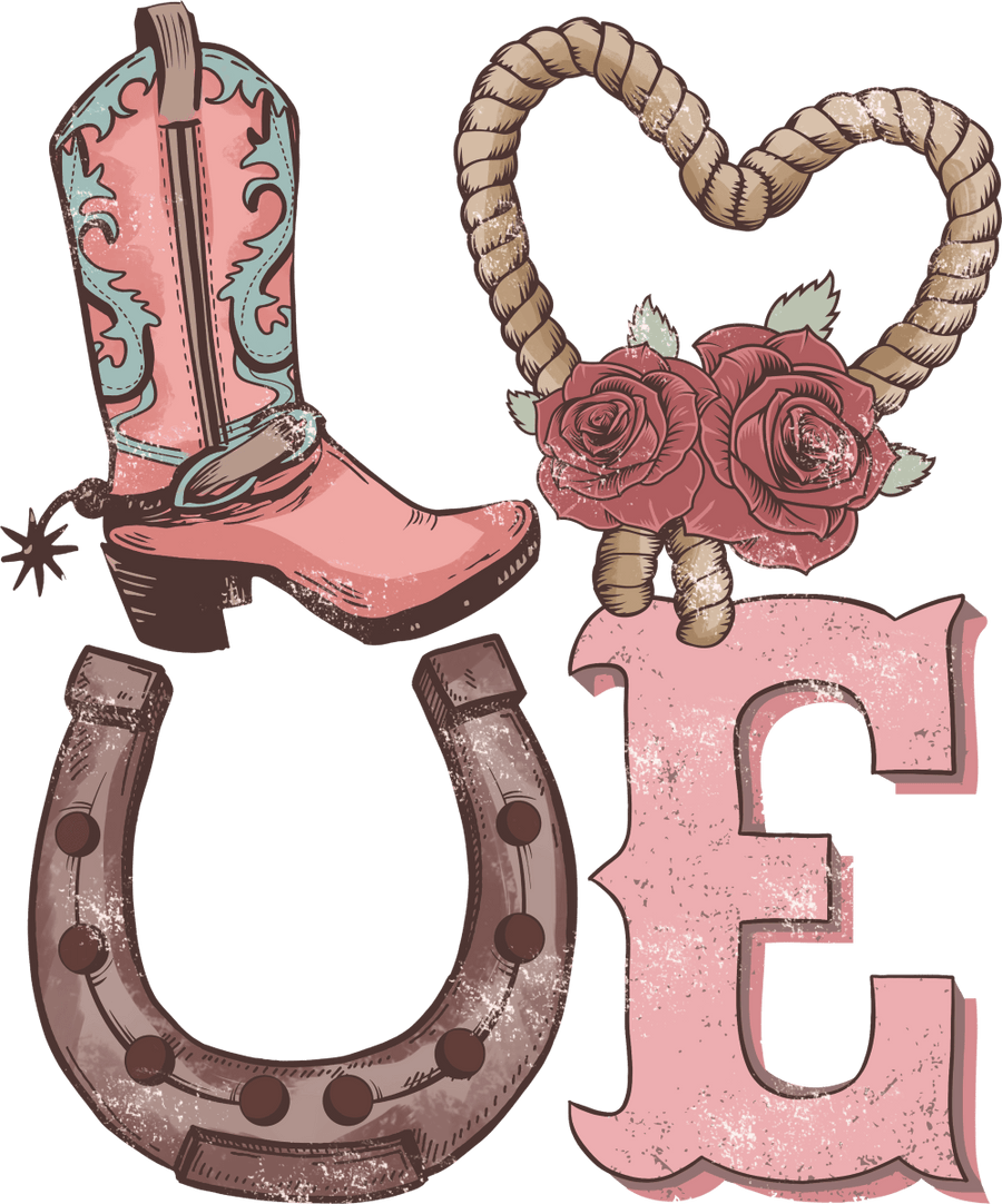 Love Horseshoe Heart Ready To Press DTF Transfer - Buy Bulk DTF