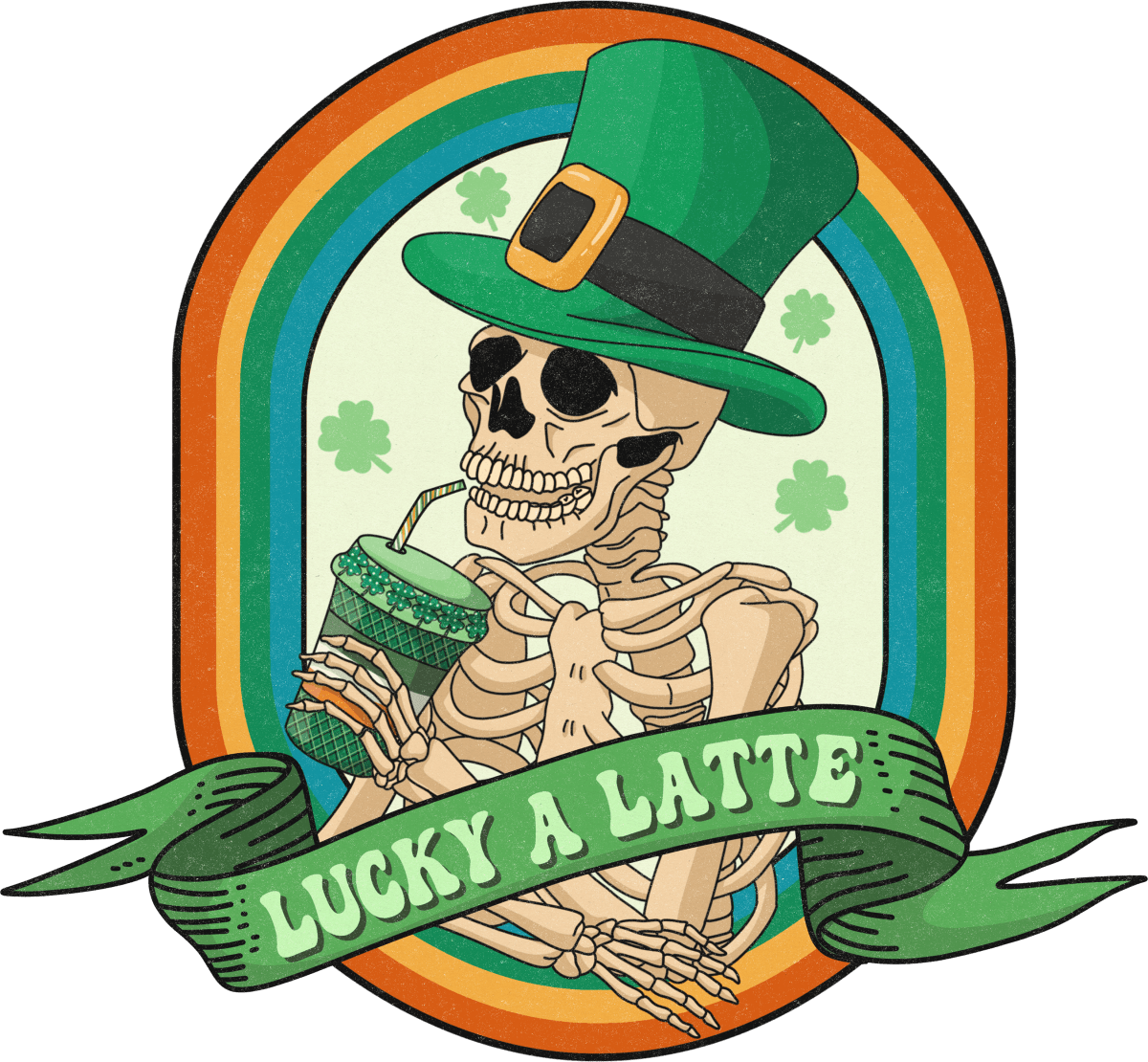 Lucky A Latte Skeleton Ready To Press DTF Transfers - Buy Bulk DTF