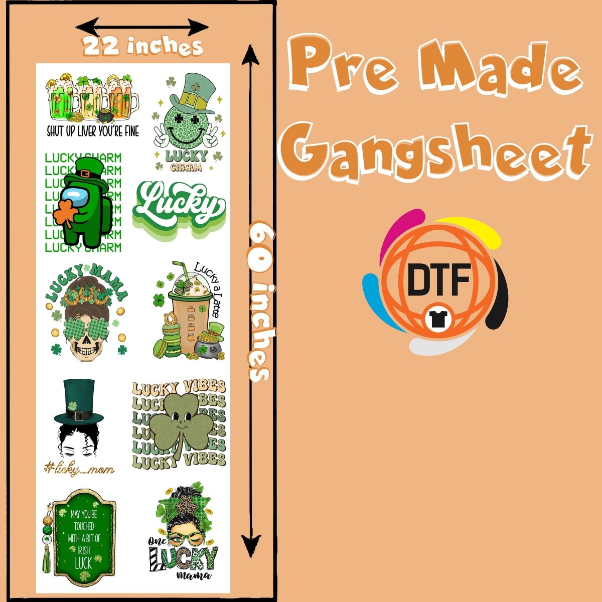 Lucky Leprechaun Crew Premade DTF Gangsheet - Buy Bulk DTF