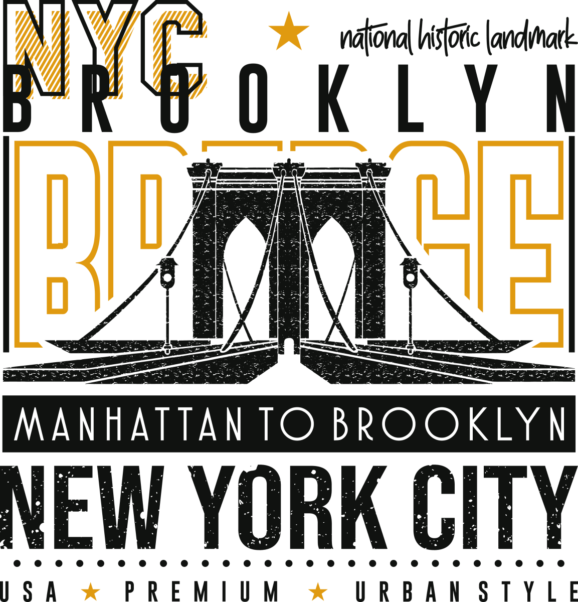 Manhattan to Brooklyn NYC - Ready To Press DTF Transfer - Buy Bulk DTF