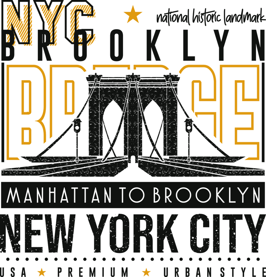 Manhattan to Brooklyn NYC - Ready To Press DTF Transfer - Buy Bulk DTF