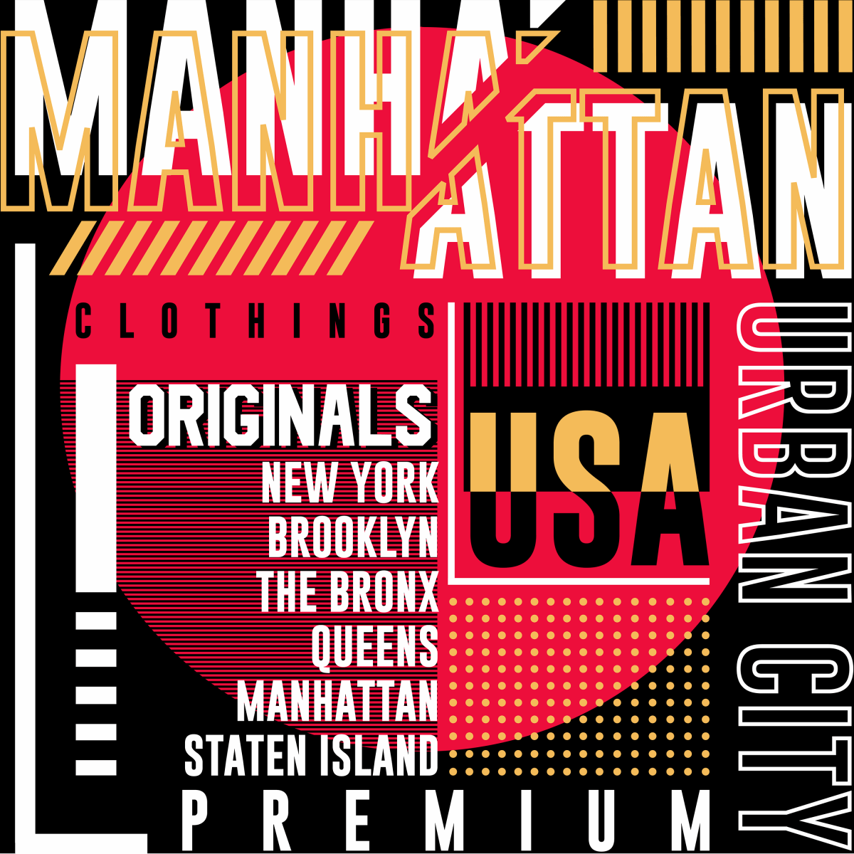 Manhattan Urbran City Premium Clothings - Ready To Press DTF Transfer - Buy Bulk DTF