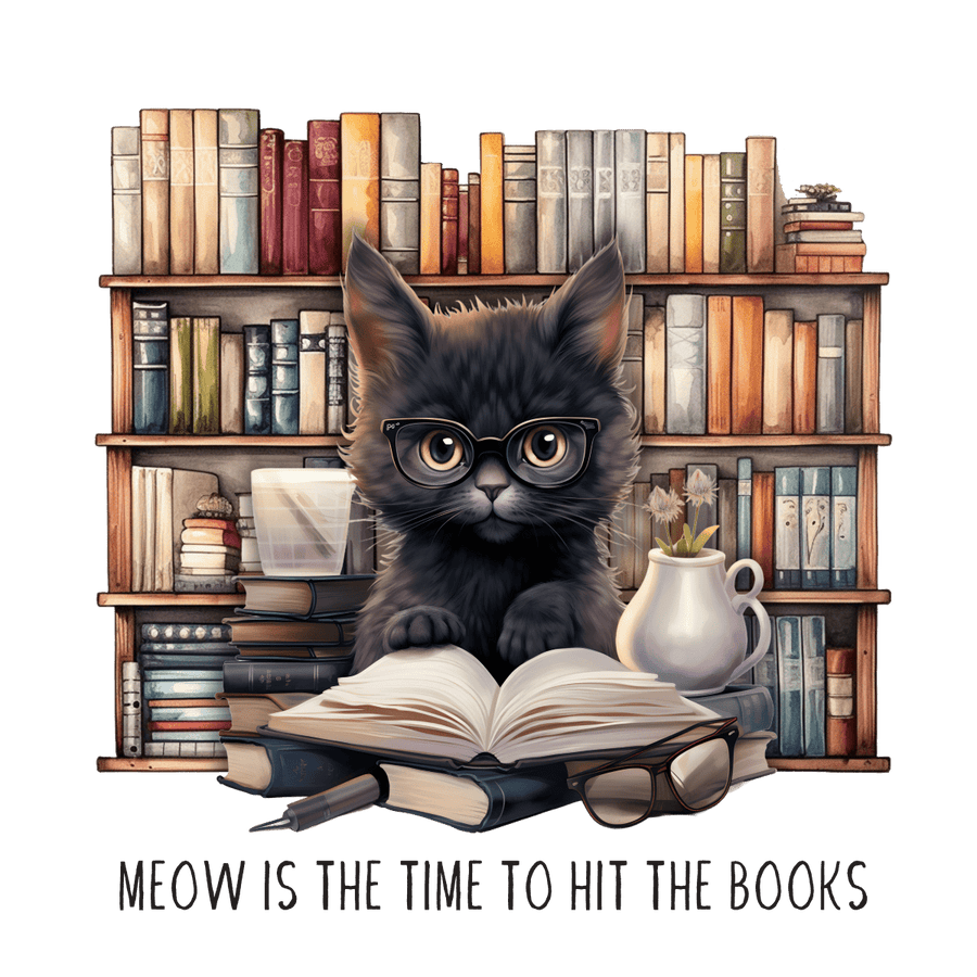Meow - Is - The - Time - To - Hit - The - Books - Ready to Press DTF Transfers - Buy Bulk DTF