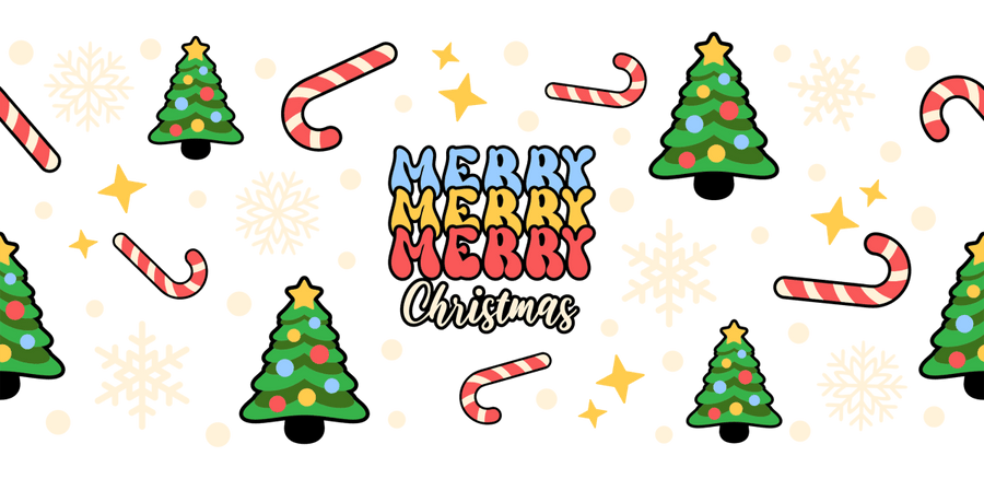 Merry Merry Merry Christmas UV DTF Libbey Glass Wrap - Buy Bulk DTF