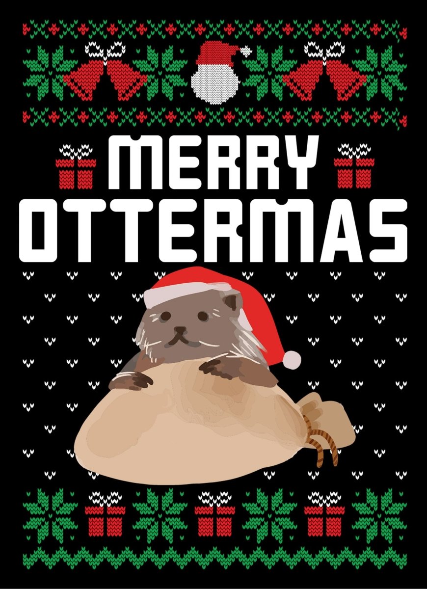 Merry Ottermas Otter Ugly Sweater Party Ready To Press DTF Transfer - Buy Bulk DTF